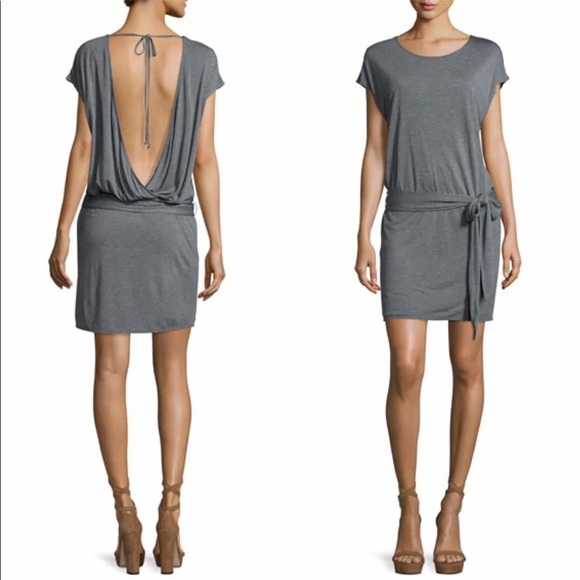 Haute Hippie Dresses & Skirts - Haute hippie Gray draped open back backless short sleeve hip hugging mini dress